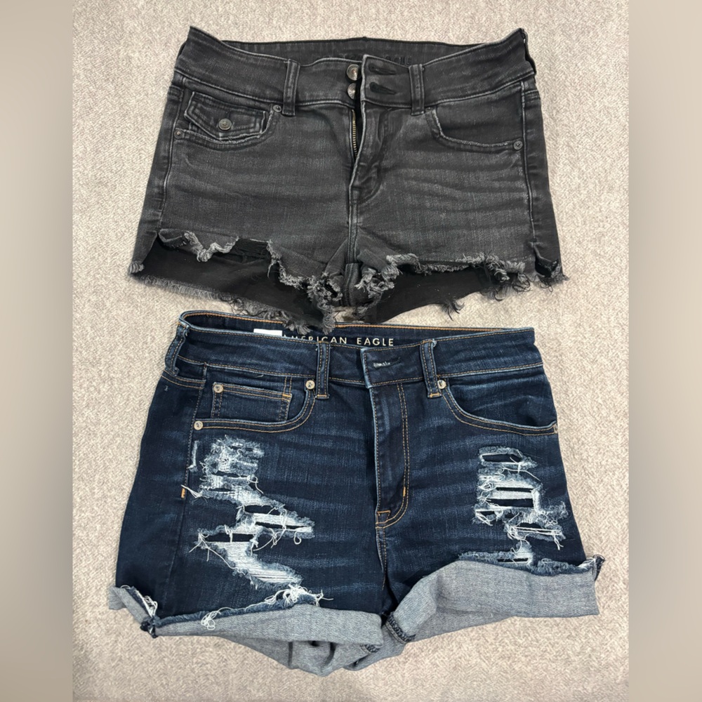 American Eagle Outfitters Black and Blue Jean Shorts